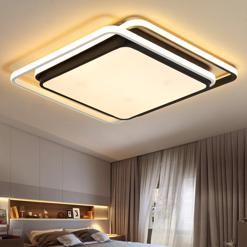 Contemporary Simple Ceiling Flush Mount Light with Acrylic Shade Integrated LED Bedroom Black/White Flush Mount Light in Warm/White Clearhalo 'Ceiling Lights' 'Close To Ceiling Lights' 'Close to ceiling' 'Flush mount' Lighting' 158536