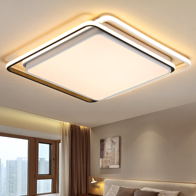 Contemporary Simple Ceiling Flush Mount Light with Acrylic Shade Integrated LED Bedroom Black/White Flush Mount Light in Warm/White Clearhalo 'Ceiling Lights' 'Close To Ceiling Lights' 'Close to ceiling' 'Flush mount' Lighting' 158540