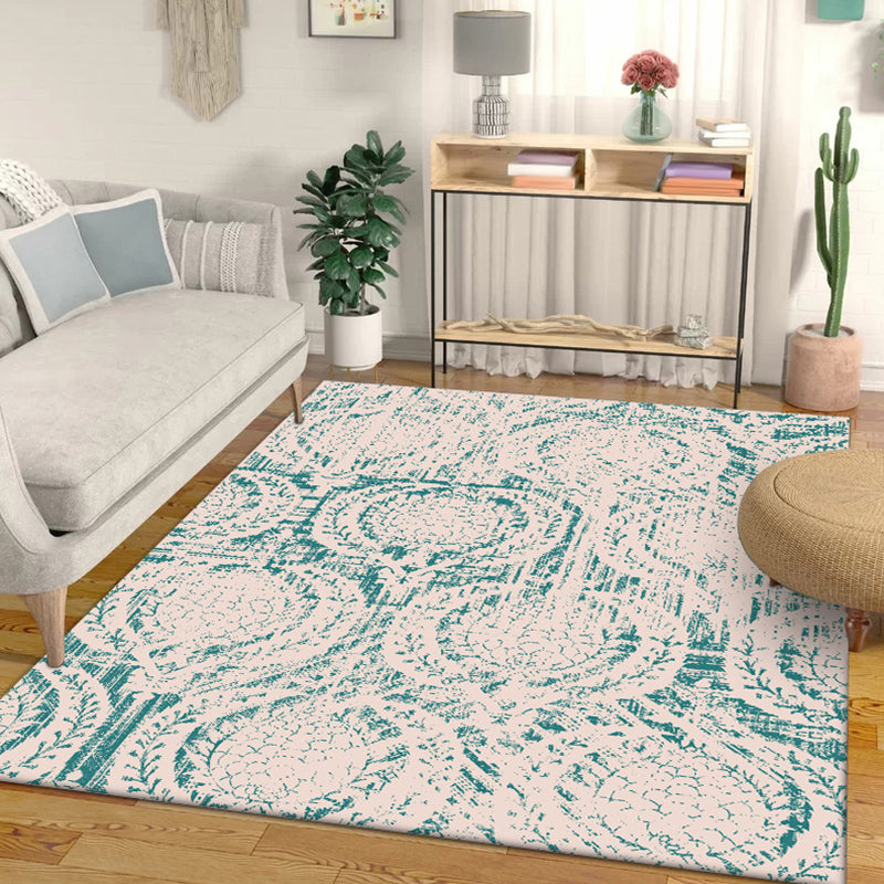 Modern Living Room Rug in Green Abstract Lantern Print Rug Polyester Washable Non-Slip Area Rug Clearhalo 'Area Rug' 'Modern' 'Rugs' Rug' 1585406