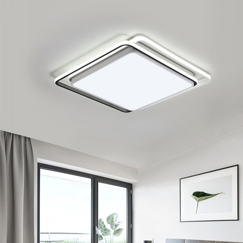 Contemporary Simple Ceiling Flush Mount Light with Acrylic Shade Integrated LED Bedroom Black/White Flush Mount Light in Warm/White White White Clearhalo 'Ceiling Lights' 'Close To Ceiling Lights' 'Close to ceiling' 'Flush mount' Lighting' 158541