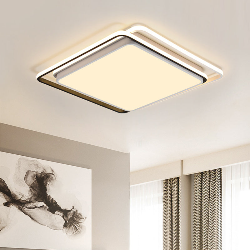 Contemporary Simple Ceiling Flush Mount Light with Acrylic Shade Integrated LED Bedroom Black/White Flush Mount Light in Warm/White White Warm Clearhalo 'Ceiling Lights' 'Close To Ceiling Lights' 'Close to ceiling' 'Flush mount' Lighting' 158542