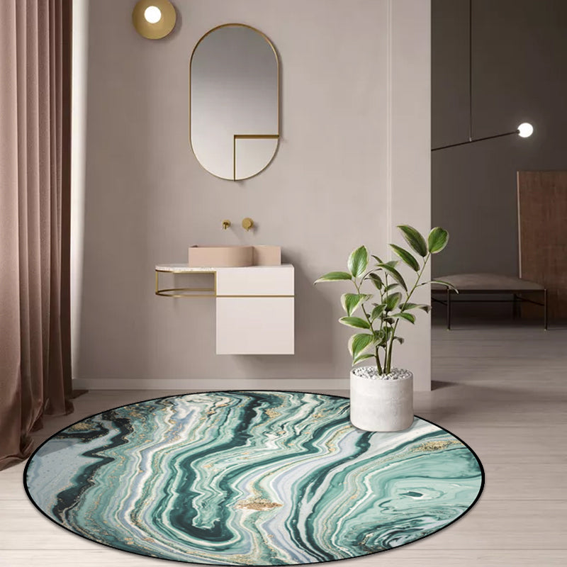 Teal Bedroom Rug Modern Abstract Marble Pattern Area Rug Polyester Washable Anti-Slip Carpet Clearhalo 'Area Rug' 'Modern' 'Rugs' Rug' 1585428