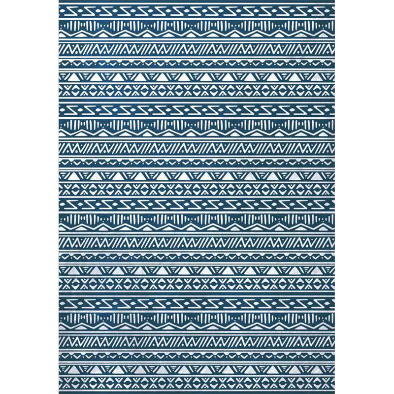 Blue Bedroom Rug Southwestern Stripe Triangle Pattern Area Rug Polyester Washable Anti-Slip Carpet Clearhalo 'Area Rug' 'Rugs' 'Southwestern' Rug' 1585443