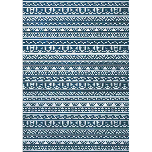 Blue Bedroom Rug Southwestern Stripe Triangle Pattern Area Rug Polyester Washable Anti-Slip Carpet Clearhalo 'Area Rug' 'Rugs' 'Southwestern' Rug' 1585443