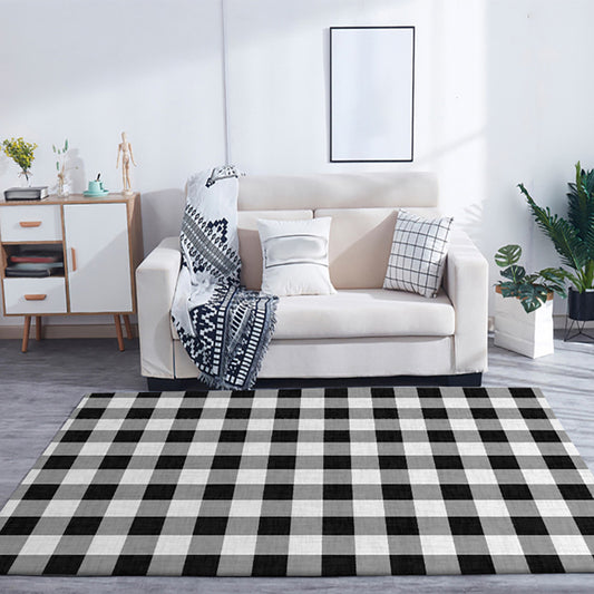 Black and White Bedroom Rug Modern Check Pattern Area Rug Polyester Washable Stain-Resistant Carpet Black Clearhalo 'Area Rug' 'Modern' 'Rugs' Rug' 1585505