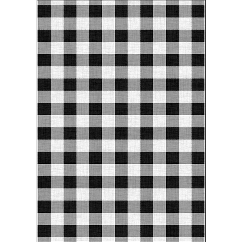 Black and White Bedroom Rug Modern Check Pattern Area Rug Polyester Washable Stain-Resistant Carpet Clearhalo 'Area Rug' 'Modern' 'Rugs' Rug' 1585507