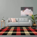 Black Bedroom Rug Modern Plaid Pattern Area Rug Polyester Non-Slip Machine Washable Carpet Clearhalo 'Area Rug' 'Modern' 'Rugs' Rug' 1585522