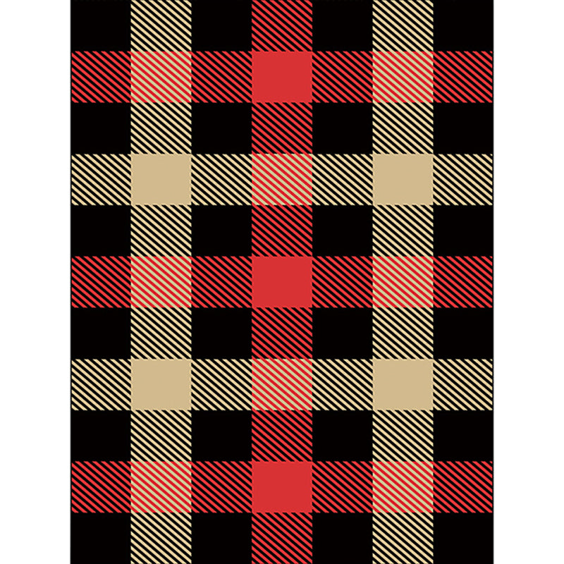 Black Bedroom Rug Modern Plaid Pattern Area Rug Polyester Non-Slip Machine Washable Carpet Clearhalo 'Area Rug' 'Modern' 'Rugs' Rug' 1585523