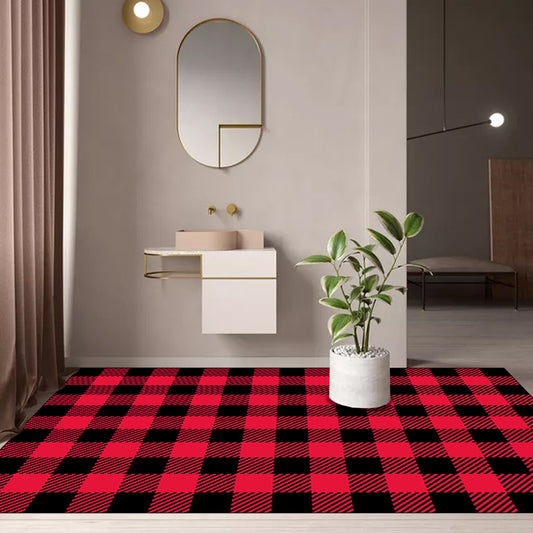 Casual Modern Rug in Red Check Stripe Pattern Rug Polyester Pet Friendly Anti-Slip Carpet for Home Decoration Clearhalo 'Area Rug' 'Modern' 'Rugs' Rug' 1585530
