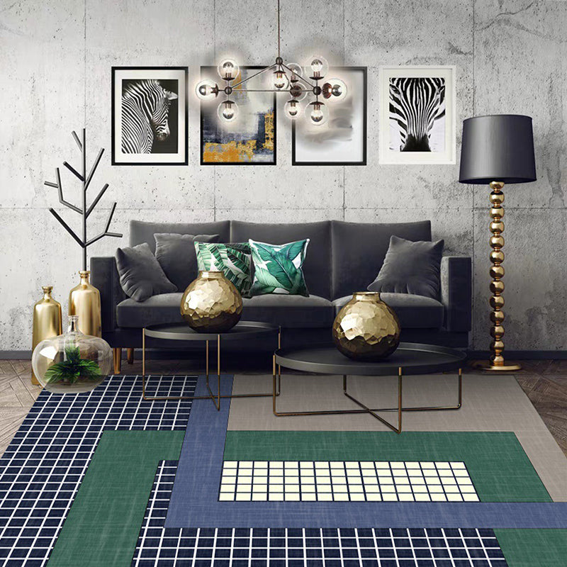 Modern Living Room Rug Colorful Colorblock Check Print Rug Polyester Anti-Slip Backing Area Rug Clearhalo 'Area Rug' 'Modern' 'Rugs' Rug' 1585538