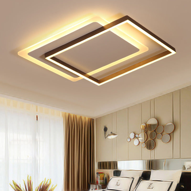 16.5"/20.5"/24.5" Wide Rectangular Flush Lamp Modern Acrylic LED Coffee Flush Mount Lighting Fixture in Warm/White Light Clearhalo 'Ceiling Lights' 'Close To Ceiling Lights' 'Close to ceiling' 'Flush mount' Lighting' 158554