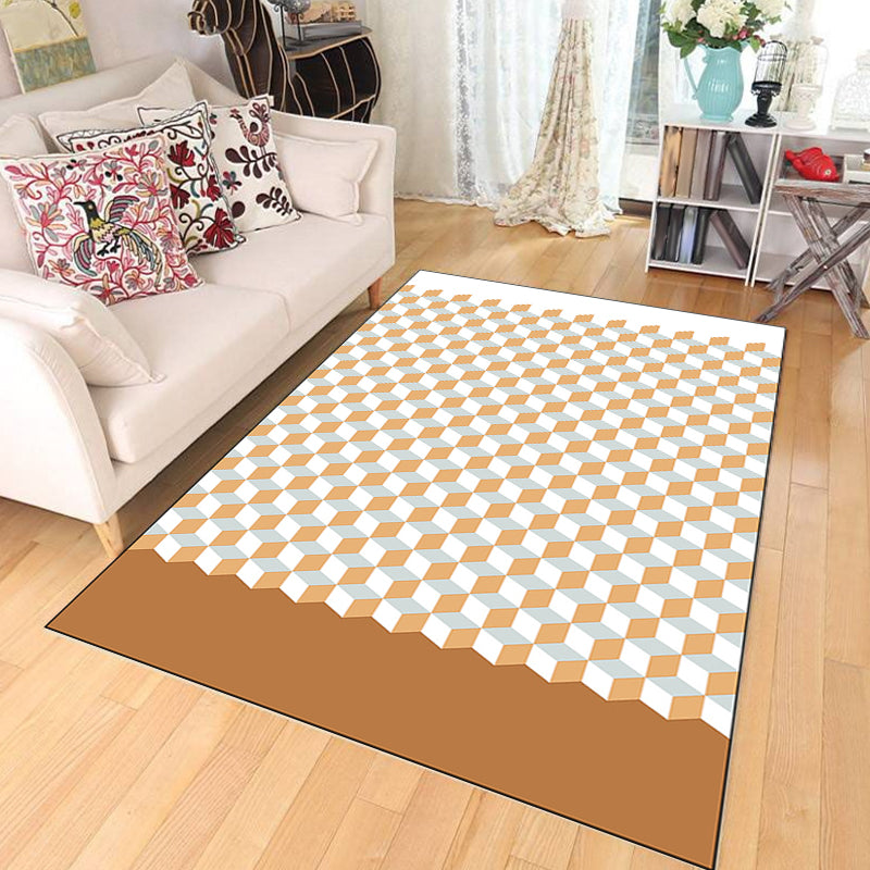 Modern Living Room Rug Multicolor Cube Print Rug Polyester Non-Slip Backing Washable Area Rug Clearhalo 'Area Rug' 'Modern' 'Rugs' Rug' 1585570