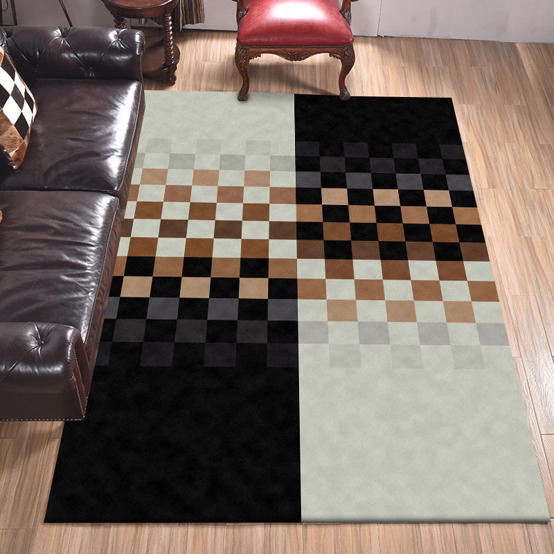 Black and Ivory Bedroom Rug Novelty Mosaic Color Block Pattern Area Rug Polyester Non-Slip Washable Carpet Brown Clearhalo 'Area Rug' 'Rug' 1585593