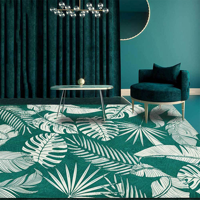 Stylish Leaf Pattern Rug Green Tropical Rug Polyester Washable Anti-Slip Backing Area Rug for Living Room Clearhalo 'Area Rug' 'Rug' 1585626