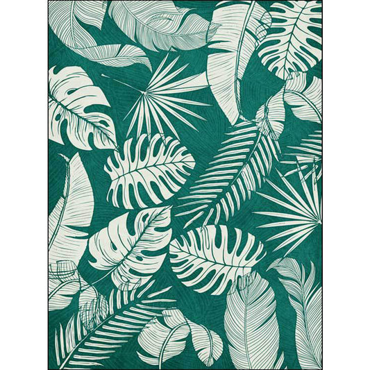 Stylish Leaf Pattern Rug Green Tropical Rug Polyester Washable Anti-Slip Backing Area Rug for Living Room Clearhalo 'Area Rug' 'Rug' 1585627