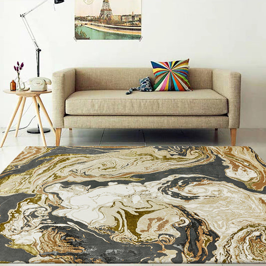 Modern Living Room Rug in Gold Abstract Oil Painting Print Rug Polyester Washable Stain-Resistant Area Rug Clearhalo 'Area Rug' 'Modern' 'Rugs' Rug' 1585634