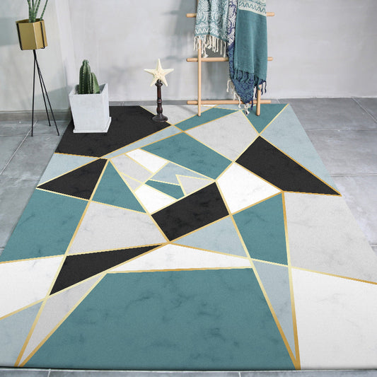 Stylish Colorblock Rug Black and Green Simple Rug Polyester Washable Non-Slip Backing Area Rug for Living Room Blue Clearhalo 'Area Rug' 'Modern' 'Rugs' Rug' 1585684