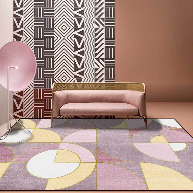 Pink and Purple Contemporary Rug Polyester Colorblock Rug Machine Washable Non-Slip Carpet for Living Room Light Purple Clearhalo 'Area Rug' 'Modern' 'Rugs' Rug' 1585692