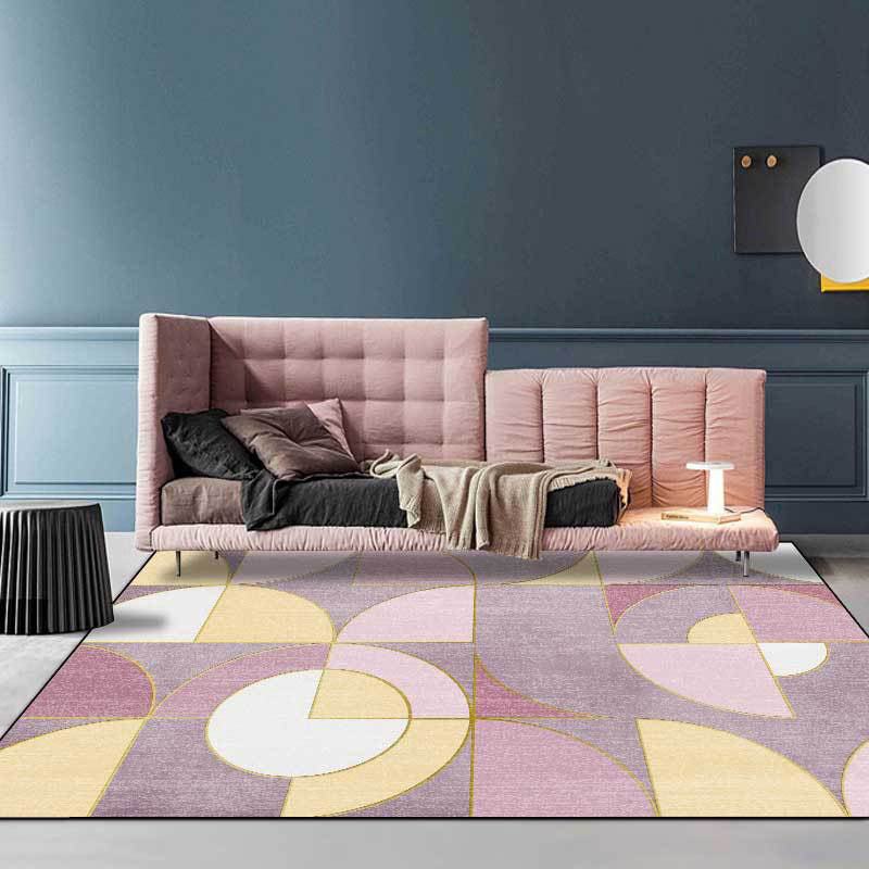 Pink and Purple Contemporary Rug Polyester Colorblock Rug Machine Washable Non-Slip Carpet for Living Room Clearhalo 'Area Rug' 'Modern' 'Rugs' Rug' 1585693