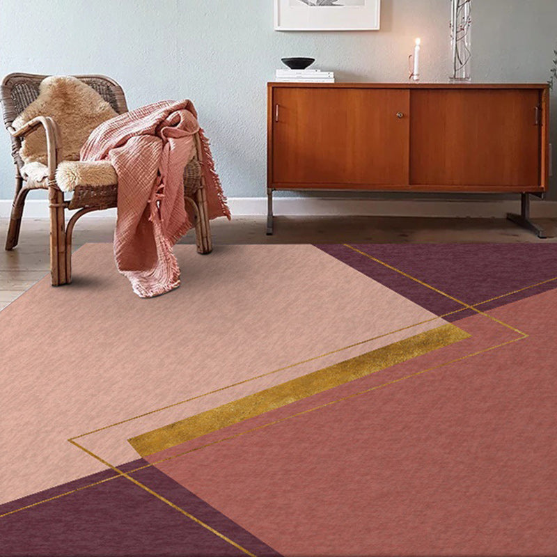 Unique Colorblock Rug Pink and Red Simple Rug Polyester Washable Non-Slip Backing Area Rug for Living Room Red Clearhalo 'Area Rug' 'Modern' 'Rugs' Rug' 1585700