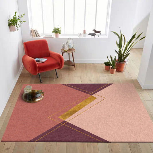 Unique Colorblock Rug Pink and Red Simple Rug Polyester Washable Non-Slip Backing Area Rug for Living Room Clearhalo 'Area Rug' 'Modern' 'Rugs' Rug' 1585701