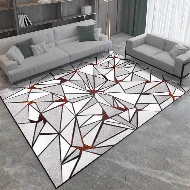 Unique Geometric Print Rug Grey Simple Rug Polyester Washable Non-Slip Backing Area Rug for Living Room Grey Clearhalo 'Area Rug' 'Modern' 'Rugs' Rug' 1585738