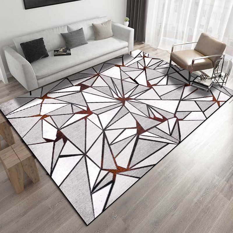 Unique Geometric Print Rug Grey Simple Rug Polyester Washable Non-Slip Backing Area Rug for Living Room Clearhalo 'Area Rug' 'Modern' 'Rugs' Rug' 1585739