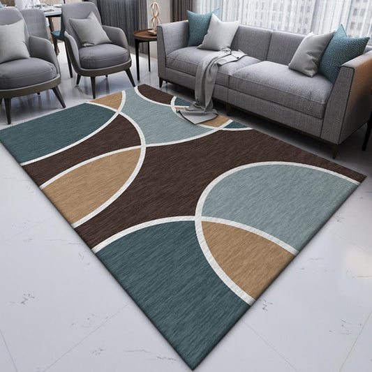 Stylish Colorblock Rug Brown and Blue Modern Rug Polyester Washable Non-Slip Backing Area Rug for Living Room Blue Clearhalo 'Area Rug' 'Modern' 'Rugs' Rug' 1585746