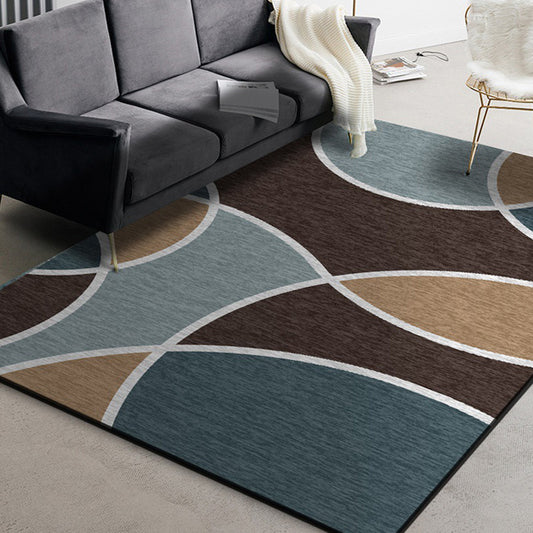 Stylish Colorblock Rug Brown and Blue Modern Rug Polyester Washable Non-Slip Backing Area Rug for Living Room Clearhalo 'Area Rug' 'Modern' 'Rugs' Rug' 1585747