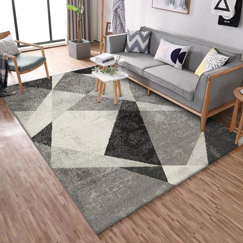 Nordic Colorblock Rug Black and Grey Polyester Rug Machine Washable Anti-Slip Area Rug for Bedroom Clearhalo 'Area Rug' 'Modern' 'Rugs' Rug' 1585770
