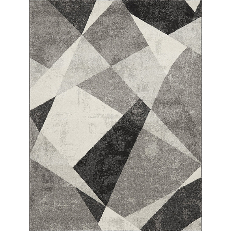 Nordic Colorblock Rug Black and Grey Polyester Rug Machine Washable Anti-Slip Area Rug for Bedroom Clearhalo 'Area Rug' 'Modern' 'Rugs' Rug' 1585771