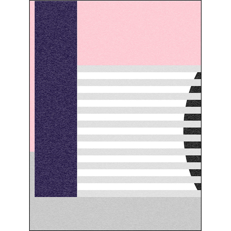 Modern Colorblock Striped Print Rug Pink and Multicolor Polyester Rug Machine Washable Anti-Slip Area Rug for Bedroom Clearhalo 'Area Rug' 'Modern' 'Rugs' Rug' 1585779