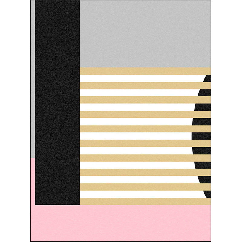 Modern Colorblock Striped Print Rug Pink and Multicolor Polyester Rug Machine Washable Anti-Slip Area Rug for Bedroom Clearhalo 'Area Rug' 'Modern' 'Rugs' Rug' 1585787