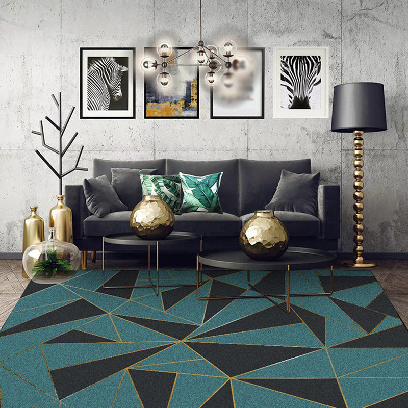 Black and Green Modern Rug Polyester Colorblock Rug Washable Non-Slip Backing Carpet for Living Room Green Clearhalo 'Area Rug' 'Modern' 'Rugs' Rug' 1585817