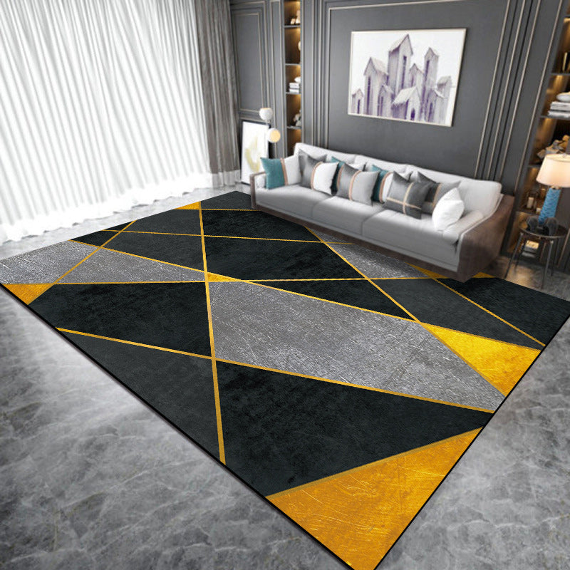 Novelty Colorblock Rug Black and Yellow Polyester Rug Machine Washable Anti-Slip Area Rug for Bedroom Black Clearhalo 'Area Rug' 'Modern' 'Rugs' Rug' 1585825