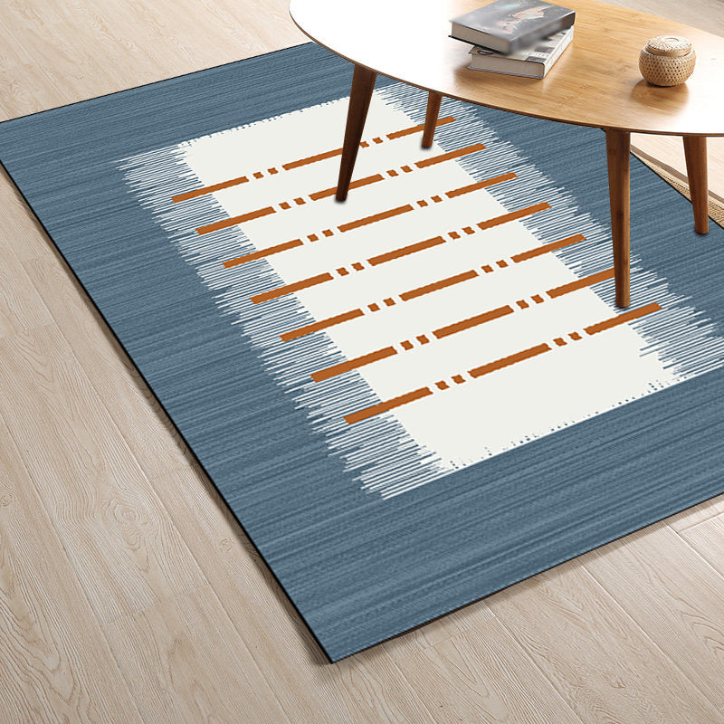 Casual Striped Pattern Rug Blue and White Polyester Rug Machine Washable Anti-Slip Area Rug for Bedroom Clearhalo 'Area Rug' 'Modern' 'Rugs' Rug' 1585834