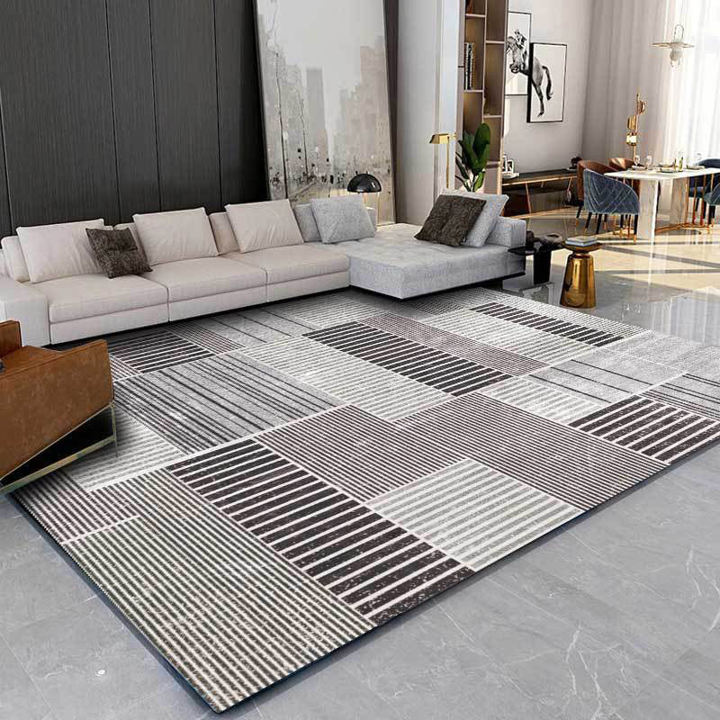 Stylish Striped Pattern Rug Grey Casual Rug Polyester Washable Non-Slip Backing Area Rug for Living Room Grey Clearhalo 'Area Rug' 'Modern' 'Rugs' Rug' 1585888
