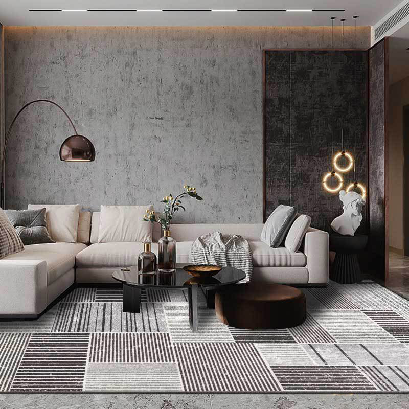 Stylish Striped Pattern Rug Grey Casual Rug Polyester Washable Non-Slip Backing Area Rug for Living Room Clearhalo 'Area Rug' 'Modern' 'Rugs' Rug' 1585889
