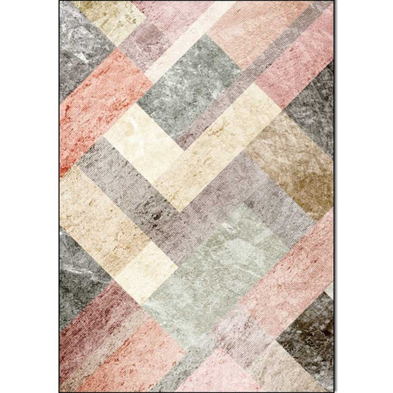Pink Multicolor Casual Rug Polyester Colorblock Rug Machine Washable Non-Slip Carpet for Living Room Clearhalo 'Area Rug' 'Modern' 'Rugs' Rug' 1585930
