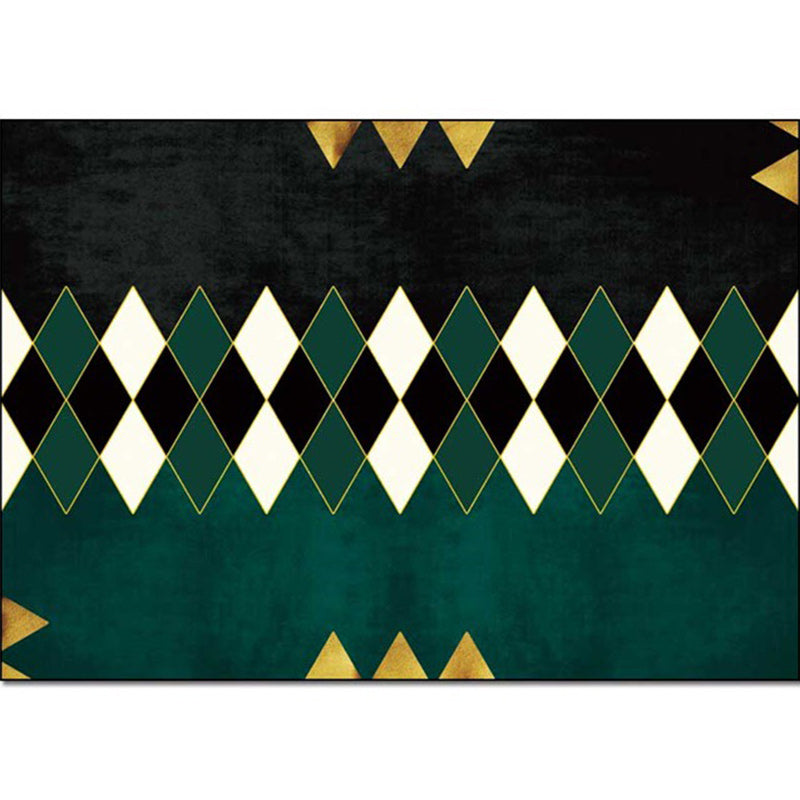 Casual Plaid Pattern Rug Black and Green Polyester Rug Machine Washable Anti-Slip Area Rug for Bedroom Clearhalo 'Area Rug' 'Modern' 'Rugs' Rug' 1585938