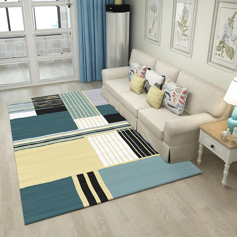 Modern Striped Pattern Rug Green Simple Rug Polyester Washable Non-Slip Backing Area Rug for Living Room Clearhalo 'Area Rug' 'Modern' 'Rugs' Rug' 1585945