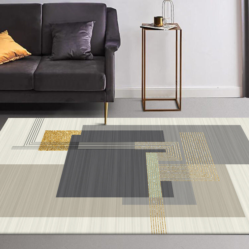 Stylish Striped Pattern Rug Grey and Beige Casual Rug Polyester Washable Non-Slip Backing Area Rug for Living Room Clearhalo 'Area Rug' 'Modern' 'Rugs' Rug' 1586017