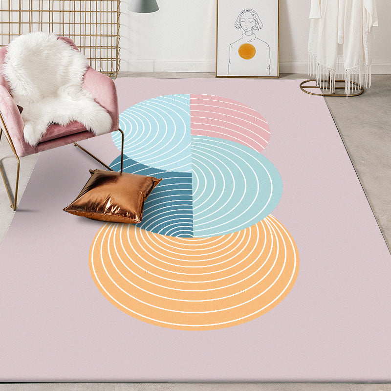 Novelty Swirl Lines Pattern Rug Pink and Green Simple Rug Polyester Washable Non-Slip Backing Area Rug for Bedroom Light Pink Clearhalo 'Area Rug' 'Modern' 'Rugs' Rug' 1586024