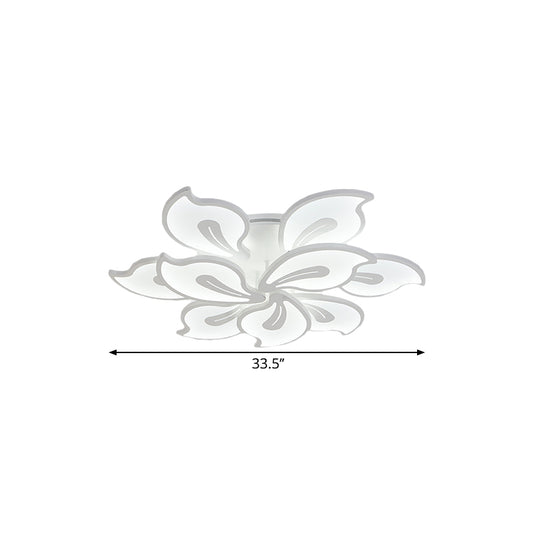 Acrylic Blossom Ceiling Flush Contemporary 5/9 Heads White Semi Flush Mount in Warm/White/Natural Light Clearhalo 'Ceiling Lights' 'Close To Ceiling Lights' 'Close to ceiling' 'Semi-flushmount' Lighting' 1586118