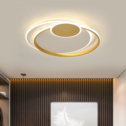 Minimalism LED Flush Mount Lamp Gold Circular Ceiling Fixture with Metallic Shade in Warm/White Light, 16.5"/20.5" W Gold Clearhalo 'Ceiling Lights' 'Close To Ceiling Lights' 'Close to ceiling' 'Flush mount' Lighting' 1586124