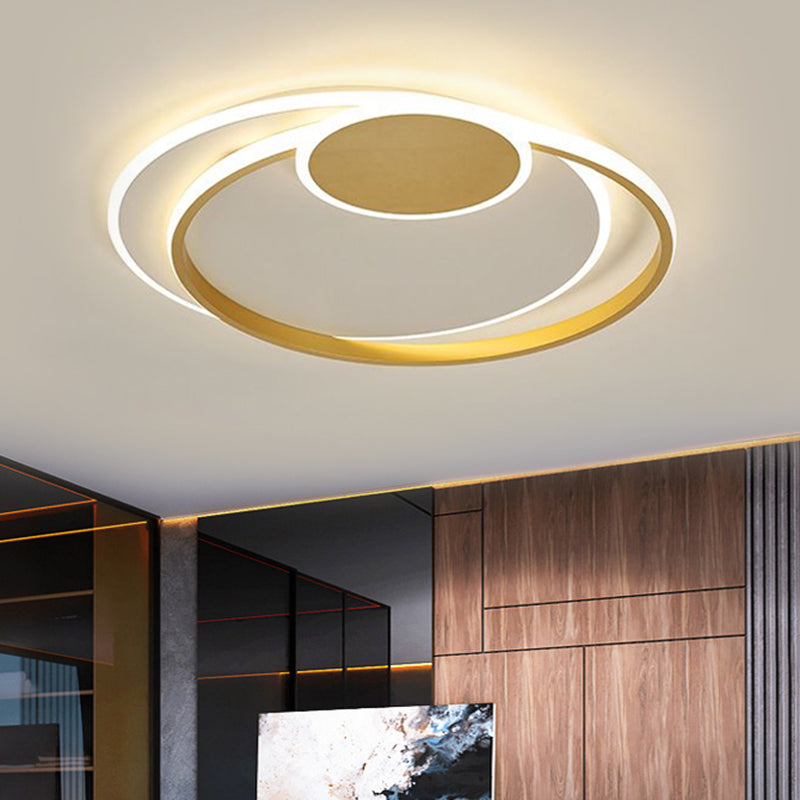 Minimalism LED Flush Mount Lamp Gold Circular Ceiling Fixture with Metallic Shade in Warm/White Light, 16.5"/20.5" W Clearhalo 'Ceiling Lights' 'Close To Ceiling Lights' 'Close to ceiling' 'Flush mount' Lighting' 1586125