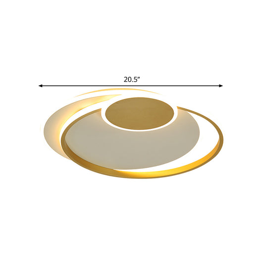 Minimalism LED Flush Mount Lamp Gold Circular Ceiling Fixture with Metallic Shade in Warm/White Light, 16.5"/20.5" W Clearhalo 'Ceiling Lights' 'Close To Ceiling Lights' 'Close to ceiling' 'Flush mount' Lighting' 1586128