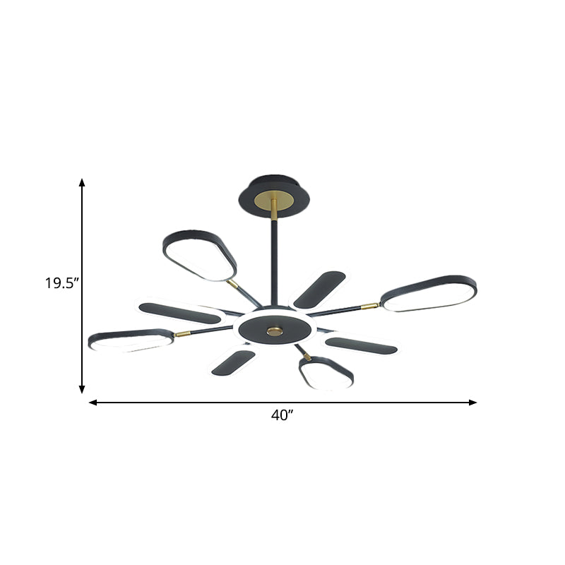 6/8 Bulbs Bedroom Chandelier Lamp Minimalist Black Ceiling Light with Ellipse Metallic Shade Clearhalo 'Ceiling Lights' 'Chandeliers' 'Modern Chandeliers' 'Modern' Lighting' 1586251