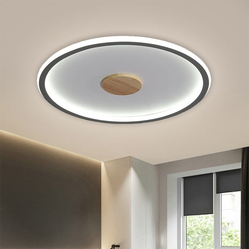 16.5"/20.5" Width Circular LED Flushmount Lighting Simple Metallic Living Room Ceiling Mounted Fixture in Black/Grey, Warm/White Light Clearhalo 'Ceiling Lights' 'Close To Ceiling Lights' 'Close to ceiling' 'Flush mount' Lighting' 1586252