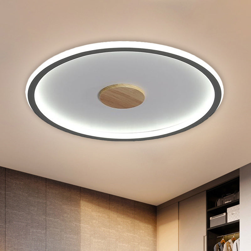 16.5"/20.5" Width Circular LED Flushmount Lighting Simple Metallic Living Room Ceiling Mounted Fixture in Black/Grey, Warm/White Light Clearhalo 'Ceiling Lights' 'Close To Ceiling Lights' 'Close to ceiling' 'Flush mount' Lighting' 1586255